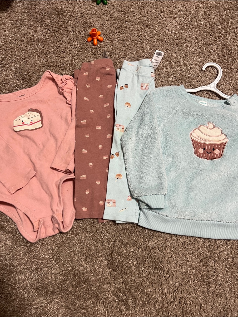 Girls Dessert-Themed Top & Bottoms Set - Pink, Mauve & Light Blue